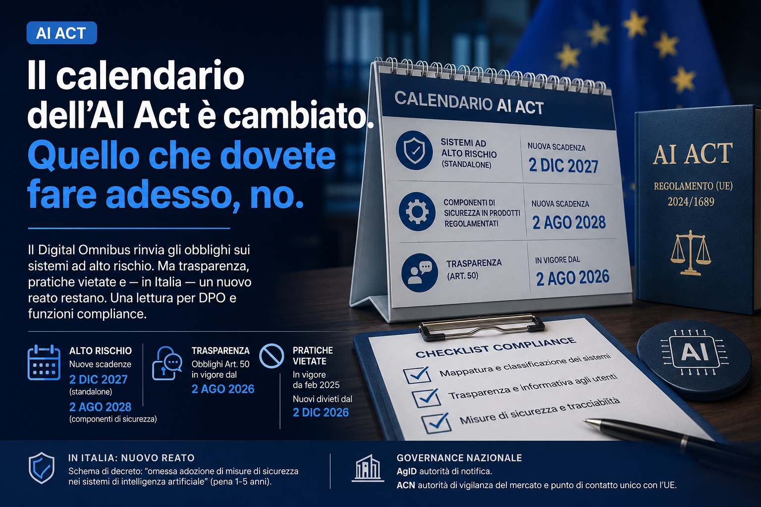 Copertina: il calendario dell'AI Act dopo il Digital Omnibus